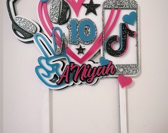 Acrylic Tiktok cake topper,Tiktok inspired cake topper, Tik Tok inspired Cake Topper, Tik tok inspired birthday, tiktok inspired birthday