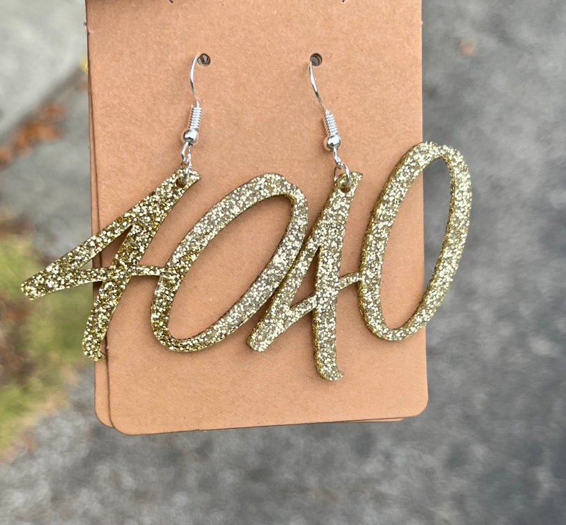 Age earrings, birthday earrings, 40th birthday earrings, number earrings,acrylic earrings, custom earrings image 1