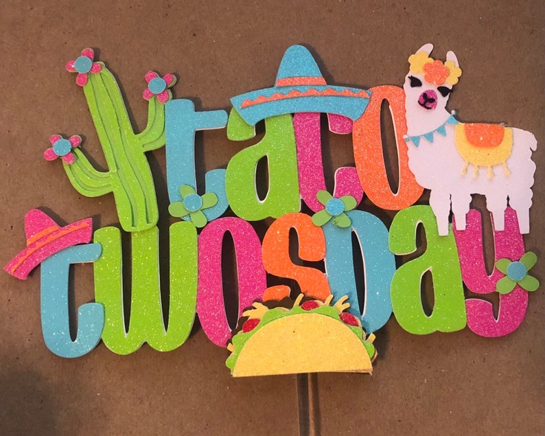 Taco Twosday Cake Topper, Taco Tuesday Cake topper, taco cake topper, taco about a party, taco 'bout a party, two year old party, image 6