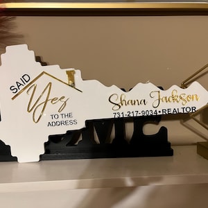 Sold Realtor Acrylic sign, Realtor Sign I said yes to the address, house key sold sign, house sign sold, home sold sign