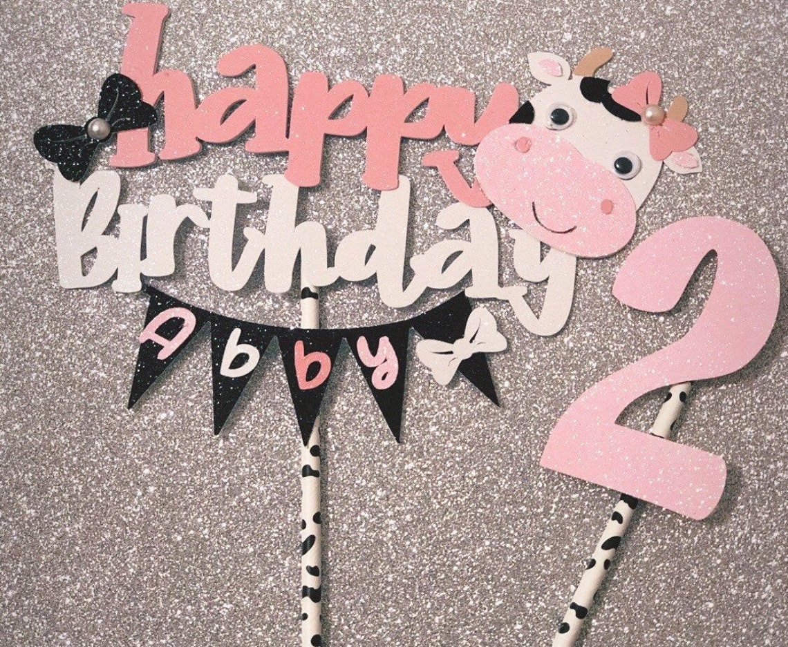 Topper Sapi Cow Cake Topper, Farm Animal Cake Topper, Moo Cake Topper, Farmer Cake ...