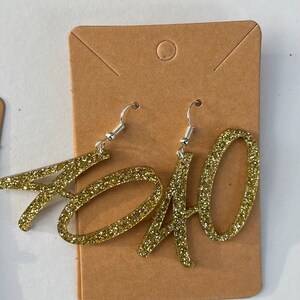 Age earrings, birthday earrings, 40th birthday earrings, number earrings,acrylic earrings, custom earrings image 4