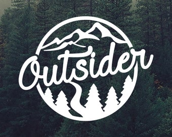 Outsider Vinyl Decal - Bumper Sticker - Mountain Scene - Outdoorsy Sticker