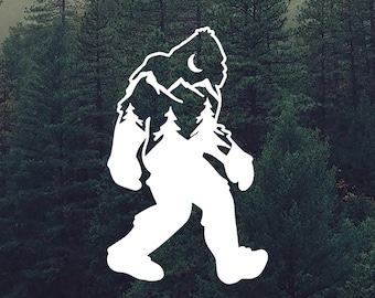 Sasquatch Mountain Vinyl Decal: Bigfoot Sticker
