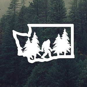 Sasquatch in Washington Vinyl Decal - Washington State Bumper Sticker - Color Options