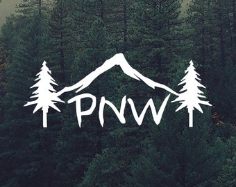 PNW Vinyl Decals - Mt Hood - Trees - Pacific Northwest - PacificNWild