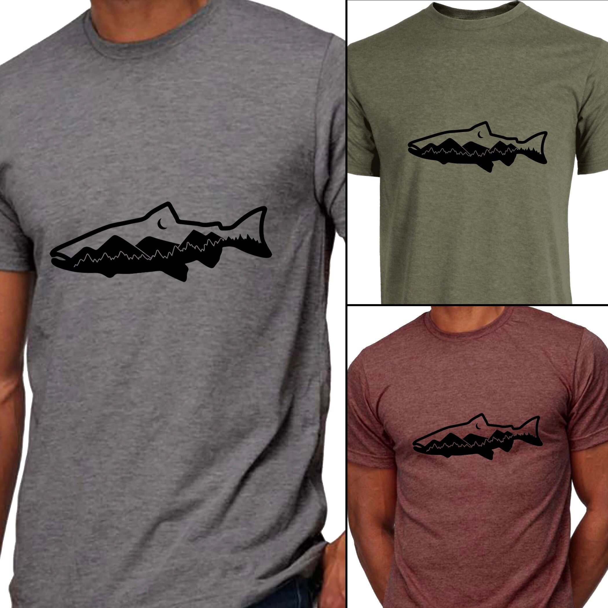 Salmon Mountain T-shirt Gray Military 