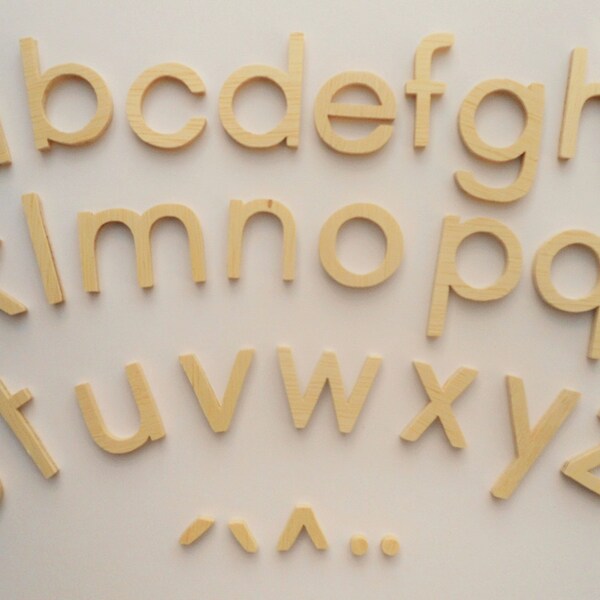 School script alphabet 26 wooden letters