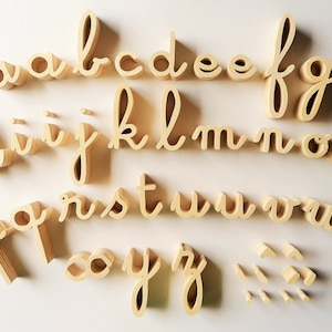 Standard Cursive Movable Alphabet 155 Wooden 5mm Letters