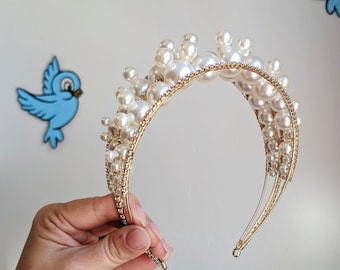 Deluxe Mickey Minnie Pearl and Rhinestone Crown Headband. Ears alternative headband for her at The Parks. Princess headband hair accessory
