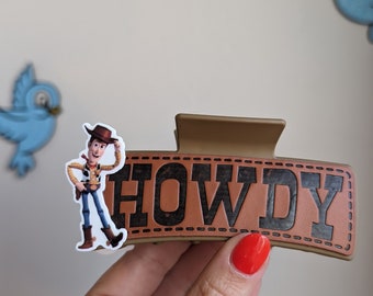 Woody and Jessie Howdy Cowboy theme alligator hair clip. double sided hair clip for her at the Parks