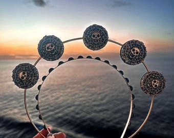 Pirate Night Caribbean Coin Inspired Halo Crown. Black Pearl 