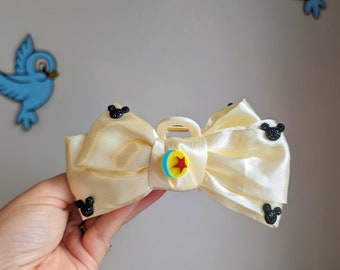Satin Pixar Ball inspired Claw Clip Silky Bow. Blush pink, light blue or Ivory