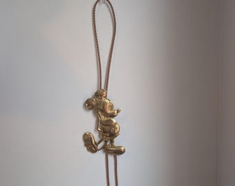 Vintage brass Mickey Bolo Tie necklace statement accessory for him or her at The Parks