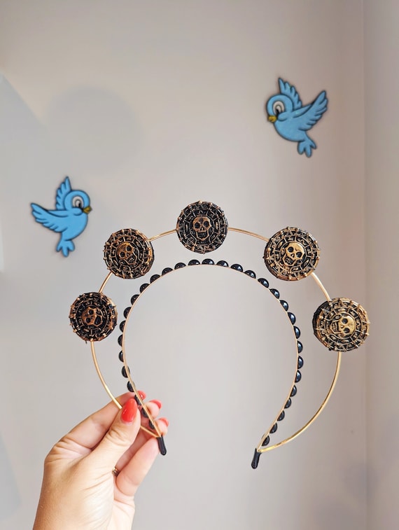 Pirate Night Caribbean coin inspired Halo crown. Black pearl headband. Pirate dress up accessory