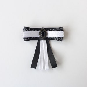 1 Women/'s Ladies Silk Fabric BOW PIN BROOCH Blue /& White Checks Handmade