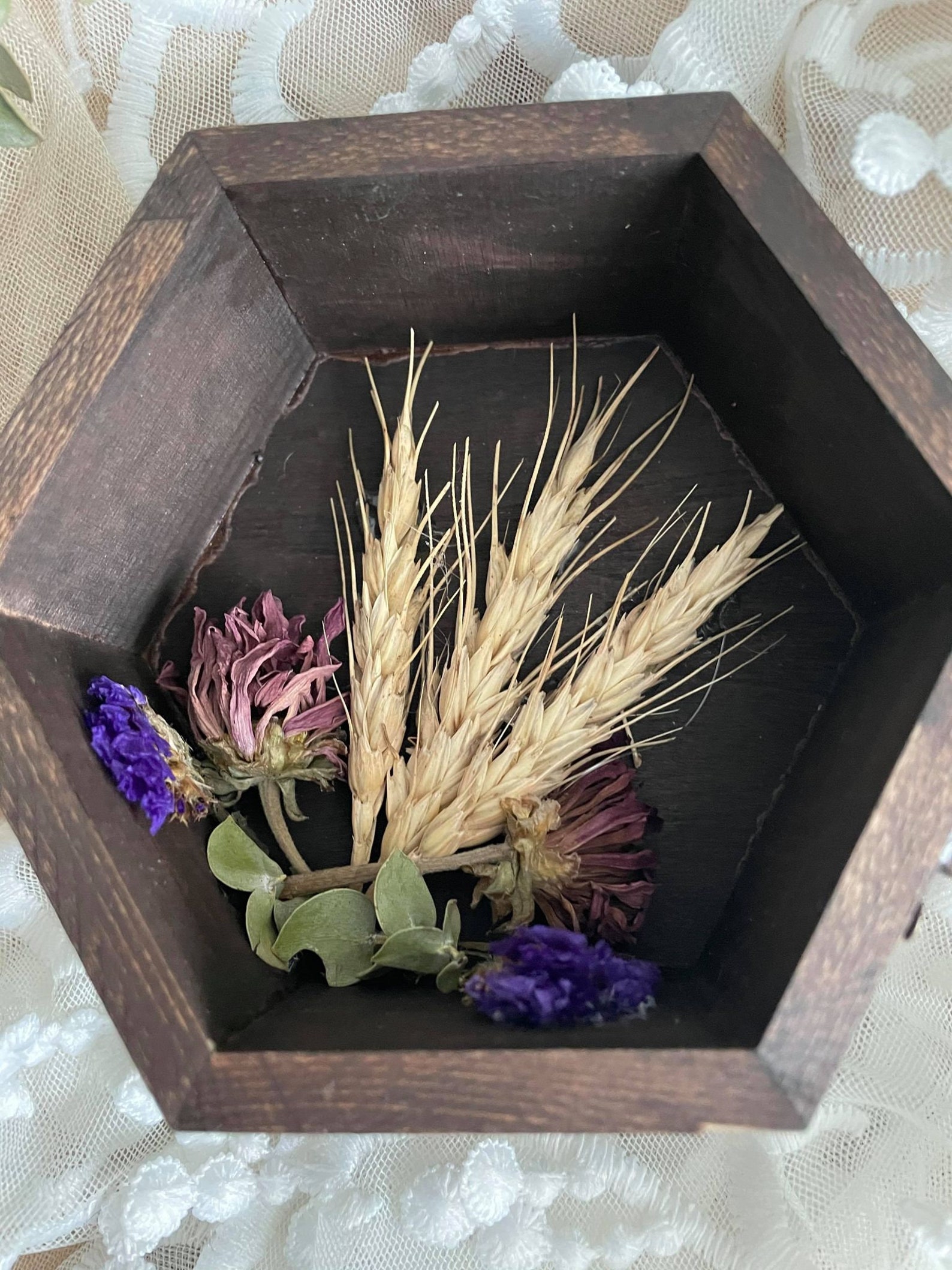 Mini Floral Wall Box wheat purple florals eucalyptus | Etsy