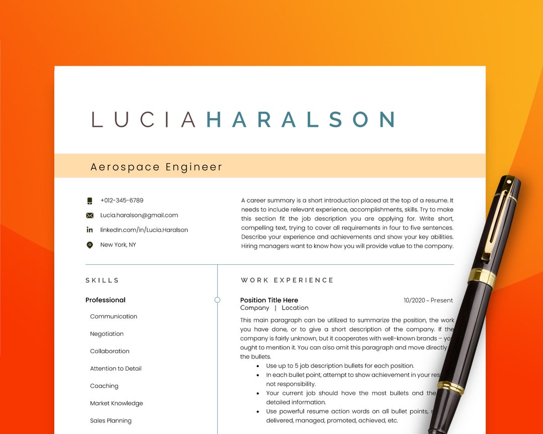 Engineer Resume Template, CV Template Mechanical Engineer, Professional ...