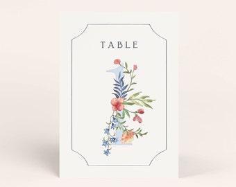 Wildflower Wedding A5 Table Numbers, Table Names, Floral Numbers, Spring Summer Wedding, Wedding Signage, On The Day Stationery,