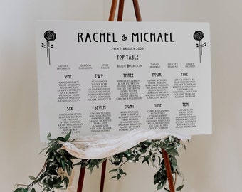 Wedding Table Plan Seating Chart, Charles Rennie Macintosh, Art Deco Art Nouveau Wedding, A0 A1 A2 Printed, Scottish Wedding, Gothic Wedding