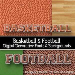 Basketball and Football Digital Decorative Fonts and Backgrounds Set of 8