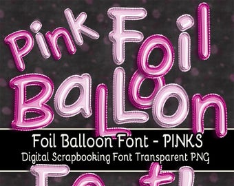 PINK Foil Balloon Font PNG Clipart - Upper/Lower Case, Numbers, Punctuation