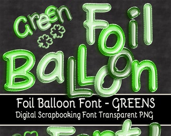 GREEN Foil Balloon Font PNG Clipart - Upper/Lower Case, Numbers, Punctuation