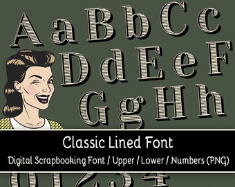 Classic Lined Serif Font - Digital Scrapbooking Clipart