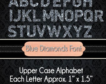 Blue Diamonds Font - Upper Case Letters Approx 1" x 1.5"