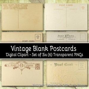 Vintage leere digitale Postkarten - Set von Sechs (6), Set #1