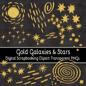 Gold Painted Galaxies and Stars Clipart