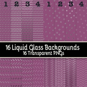 16 Liquid Glass Transparent 12&quot;x12&quot; Backgrounds Lines Squiggles Shapes