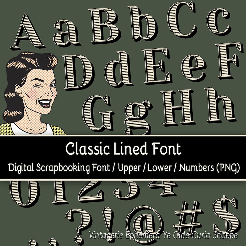 Classic Lined Serif Font Digital Scrapbooking Clipart Etsy
