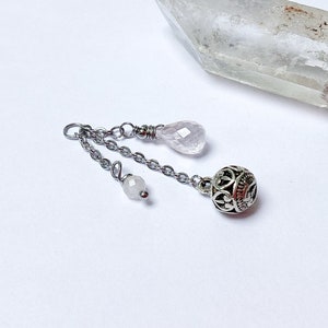 Chaîne piercing oreille quartz rose et acier inoxydable 4 cm anneau hélix conch lobe cartilage barre indus boucle d oreille bijou unique