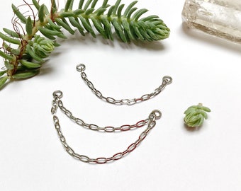 Stainless steel piercing chain, for double ring nostril, helix, conch, lobe, ear, minimalist, boho