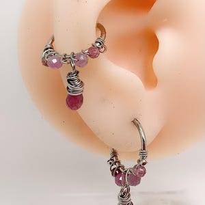 16G ruby/steel clicker piercing, helix, conch, septum, daith, cartilage, upper lobe, eyebrow, creole, bohemian, body art earrings