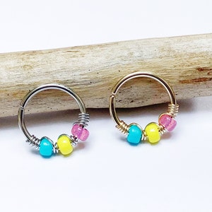 Piercing anneau de nez, LGBT,pansexuel,hélix, conch, septum, arcade, cartilage,targus,personnalisation,plaqué or,acier chirurgical