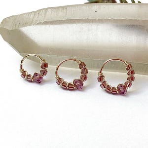 Piercing plaqué cristal 22G anneau hélix nez narine nostril  daith rook tragus upper lobe mini créole cartilage boucle d’oreille bague