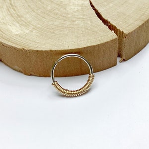 Perforación de acero quirúrgico y chapado en oro, 0,8 mm /20g, 1 mm /18g, hélice, tabique, caracola, tragus, fosa nasal, oreja, nariz, anillo boho, personalizado