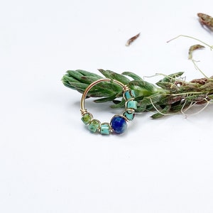 Lapis lazuli and gold plated/ch/titanium steel piercing, helix ring conch nose nostril nostril septum daith rook lobe ear cartilage tragus