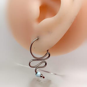 Piercing de serpiente de acero quirúrgico/larimar, 1 mm/18G, Ø 11 mm, aro para lóbulo/lóbulo superior/hélix, aro para cartílago, mini aro, estilo bohemio