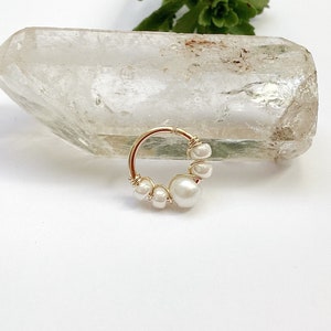 Piercing perle d’eau douce plaqué or ou acier ch, anneau hélix, conch, nez, narine, nostril, lobe, oreille, gauge sur mesure, bohème chic