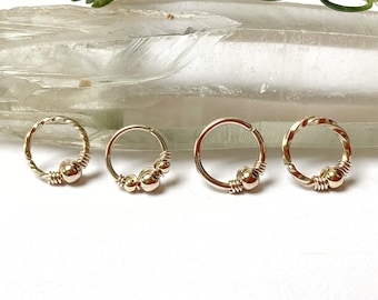 Set of 4 gold-plated piercings (20g, 18g, 16g): helix, conch, septum, nose, nostril, daith, rook, cartilage, upper lobe, ear, hoop, eyebrow