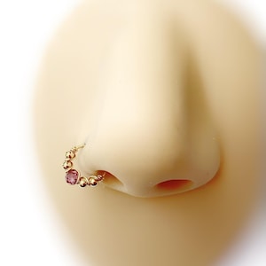 Piercing plaqué or et grenat 22G Ø7,8 et 9mm anneau hélix conch nez narine nostril septum rook tragus upper lobe oreille cartilage créole