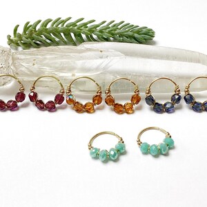 Piercing o coppia di mini creoli in ottone/cristallo 0,8mm/20G Ø12mm anello elicoidale conchiglia cartilagineo orecchino lobo superiore boho