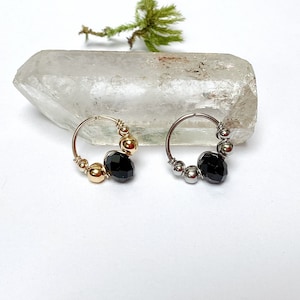 Piercing onyx noir plaqué or/titane/acier ch anneau hélix conch septum nez narine nostril daith rook tragus oreille lobe créole cartilage