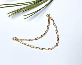 Double chain piercing, helix ring extension, conch, nose, double nostril, lobe, ear, cartilage, industrial bar, gold-plated stainless steel