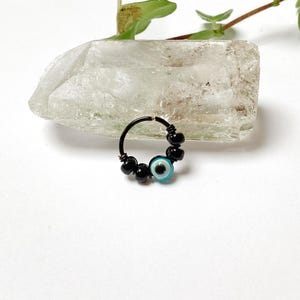 Piercing ring evil eye copper black 20G 18G helix conch nose nostril nostril daith rook cartilage upper lobe creole earring boho