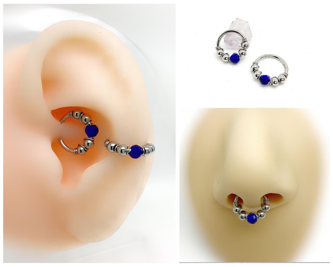 16g Lapis Lazuli/steel Clicker Piercing, Helix, Conch, Septum, Daith ...