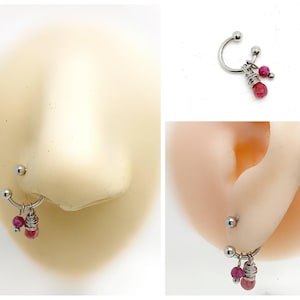 Horseshoe piercing 1.2 mm steel ch/ruby helix conch nostril daith cartilage upper lobe eyebrow labret ear Bohemian pendant body